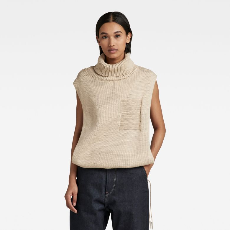 G-STAR Sweater - Open side turtle s\l knit wmn beige