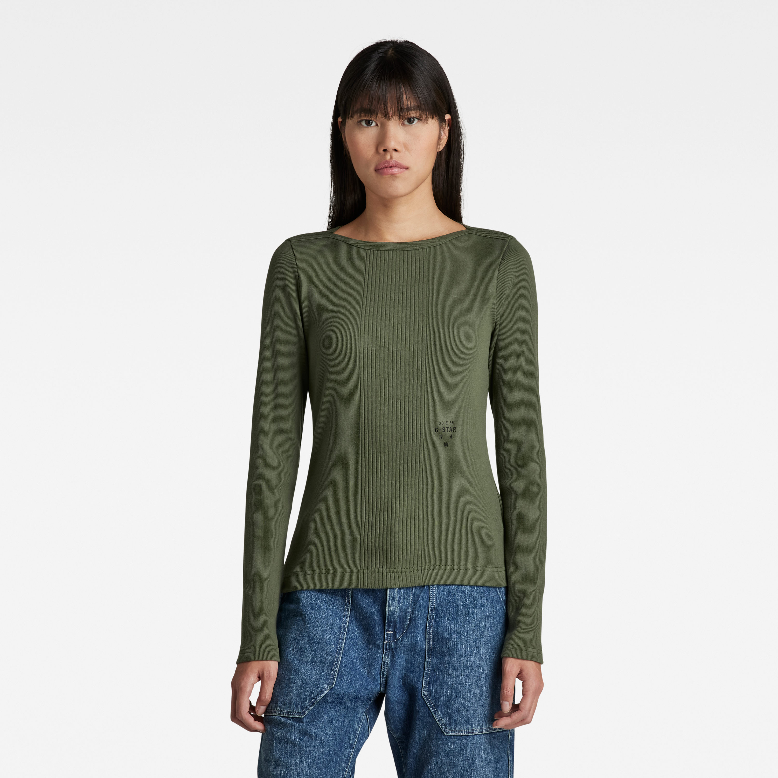 G-STAR T-shirt - Slim rib boatneck l\s wmn green