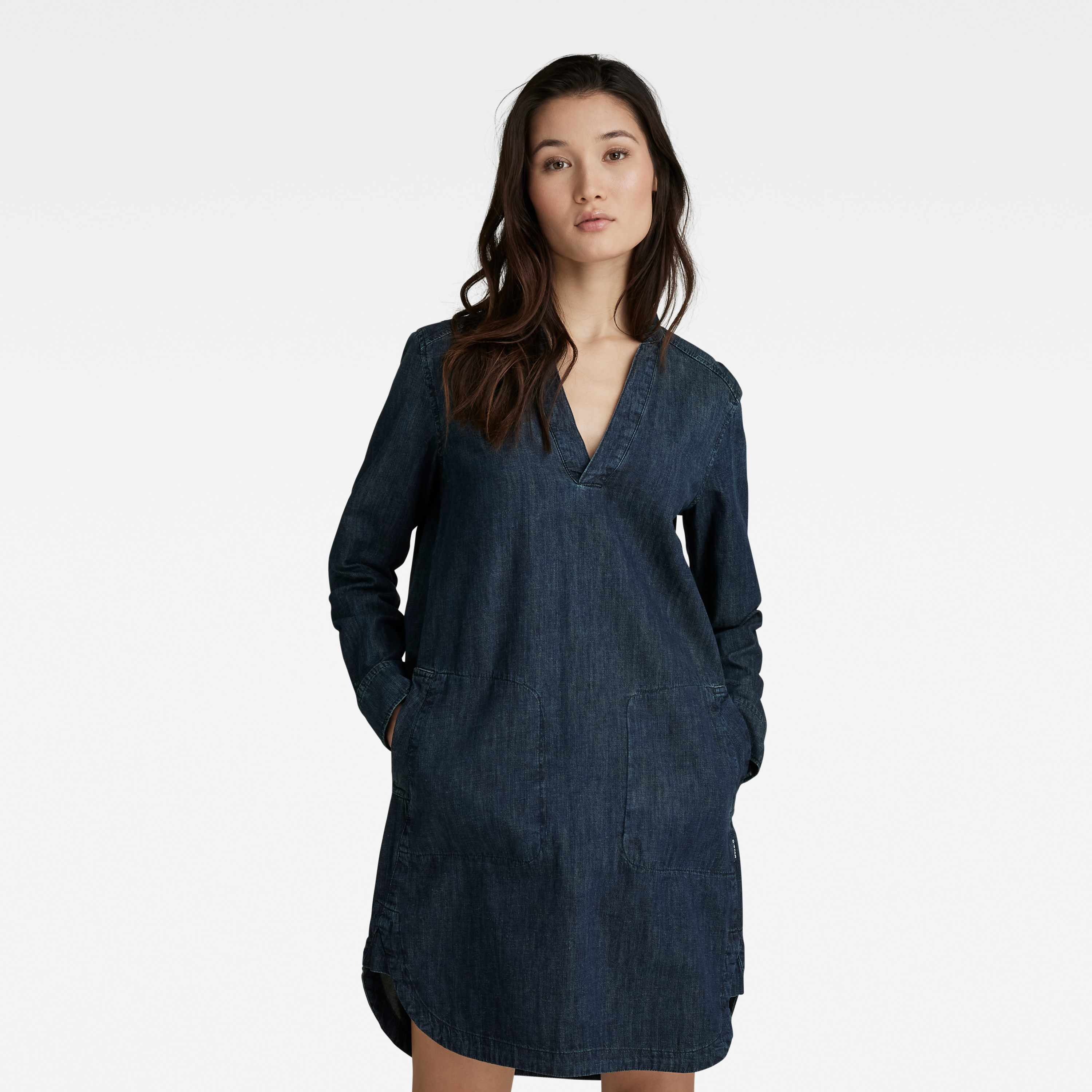 G-STAR Dress - Millery V neck shirt dress l\s blue