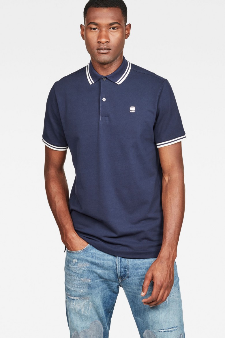 Polo shirt - G-STAR Dunda slim stripe polo ss blue