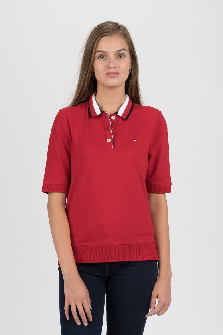 Tommy Hilfiger Polo Shirt - CAITLIN STR PQ POLO SS Red