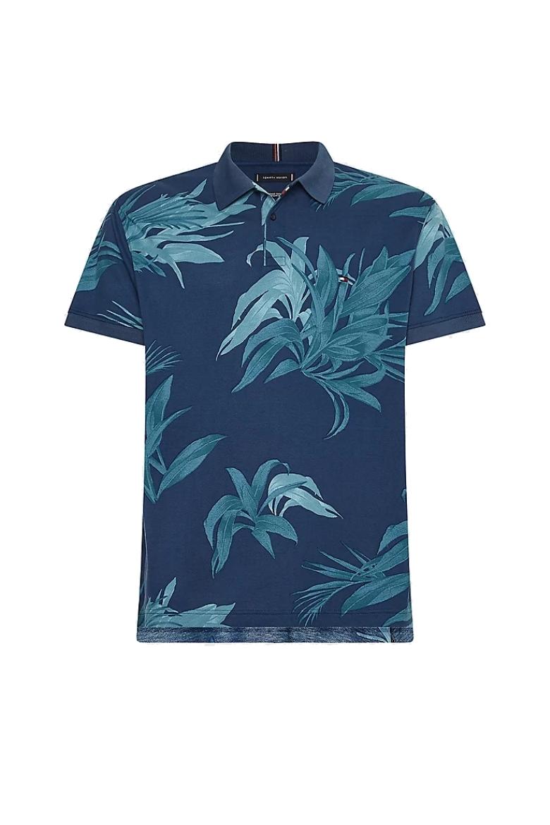 Tommy Hilfiger Polo shirt - PALM FLORAL PRINT REG POLO blue