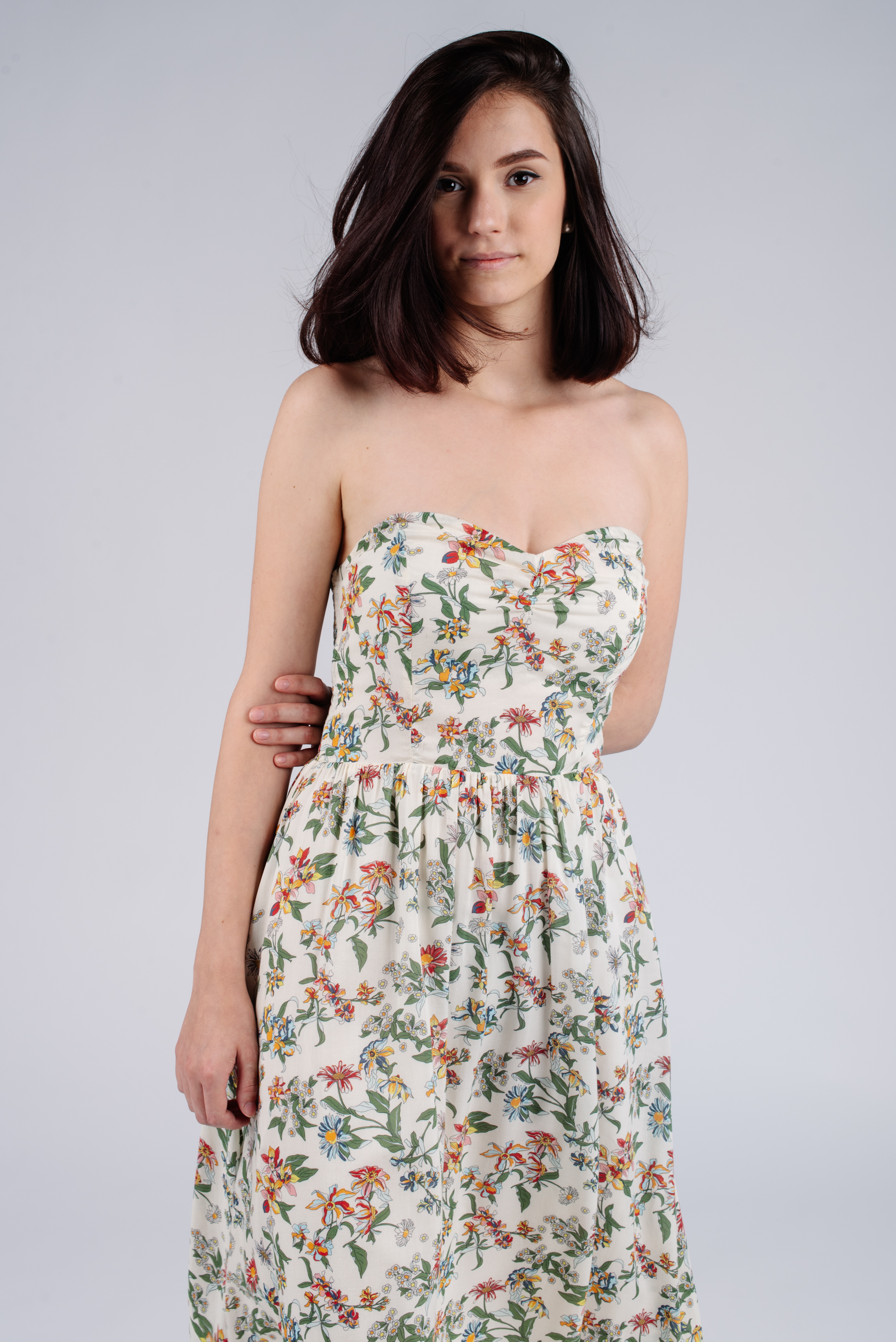 Tommy Jeans Dress - TJW HAWAII PRINT BANDEAU DRESS cream