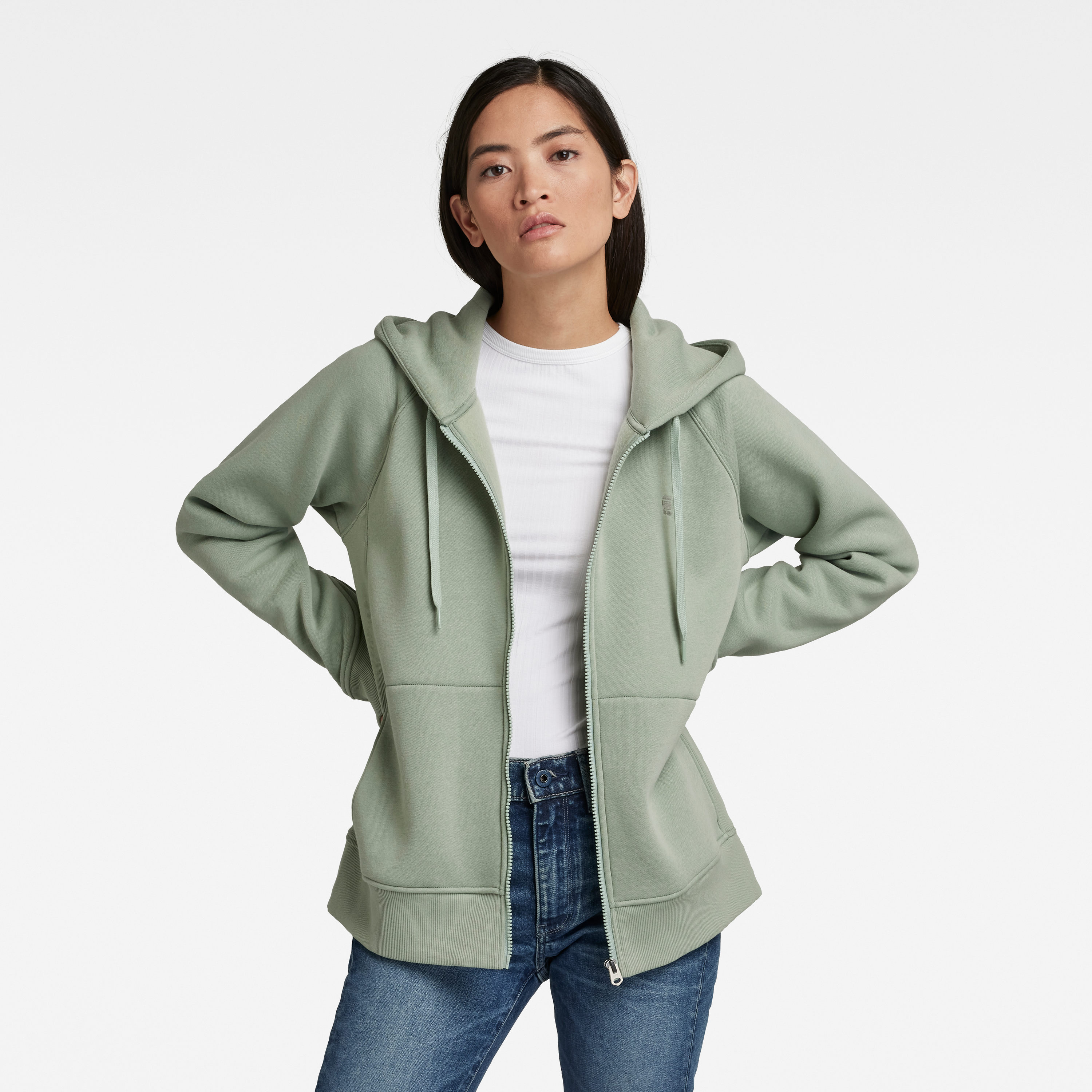 G-STAR Sweatshirt - Premium core 2.0 hdd zip thru sw wmn green