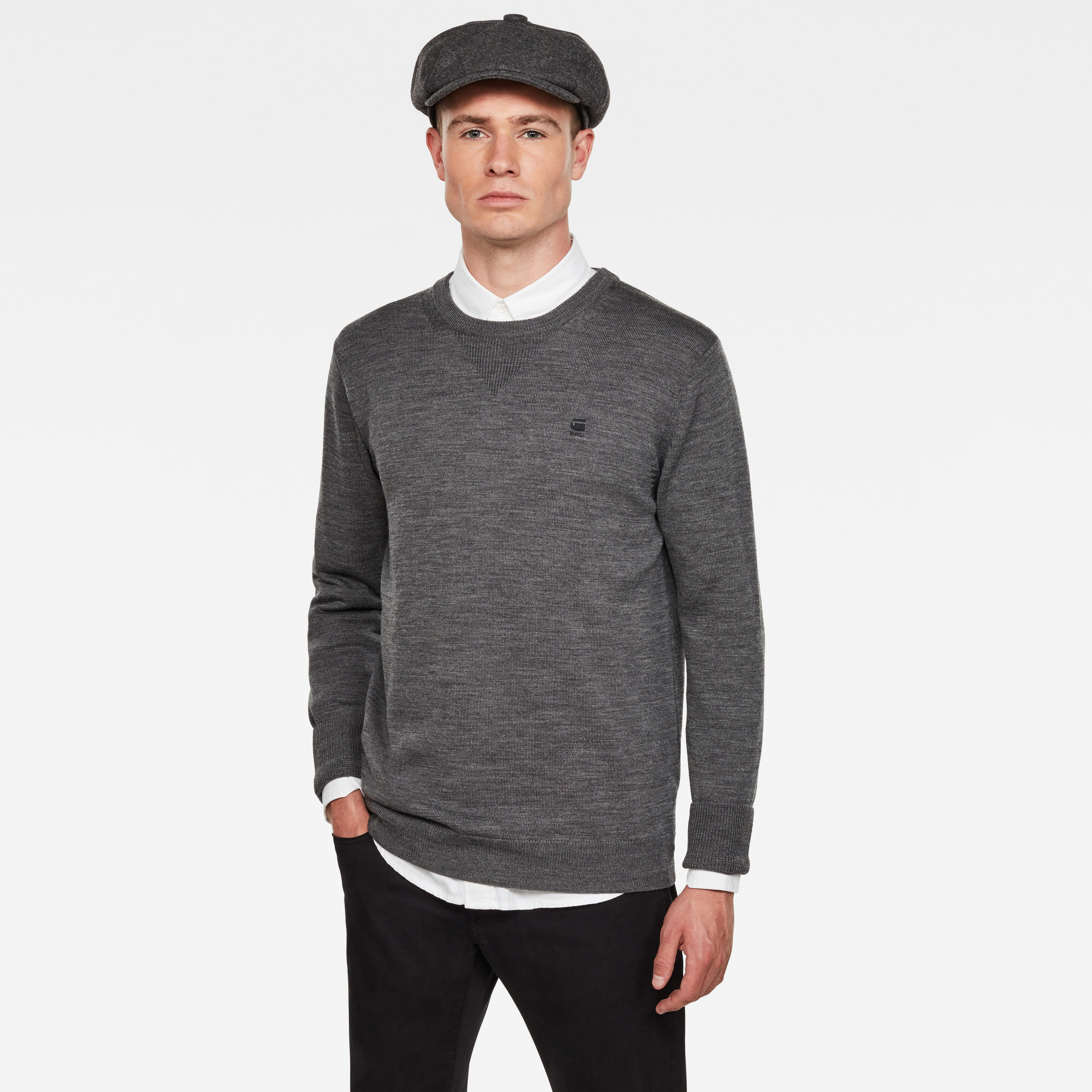 G-STAR Sweater - Premium Basic Knit r l\s grey