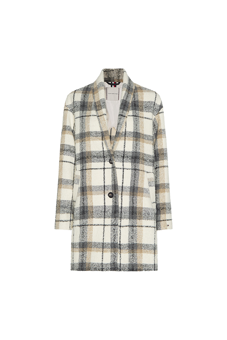 Tommy Hilfiger Coat - WOOL BLEND BOUCLE COAT checkered