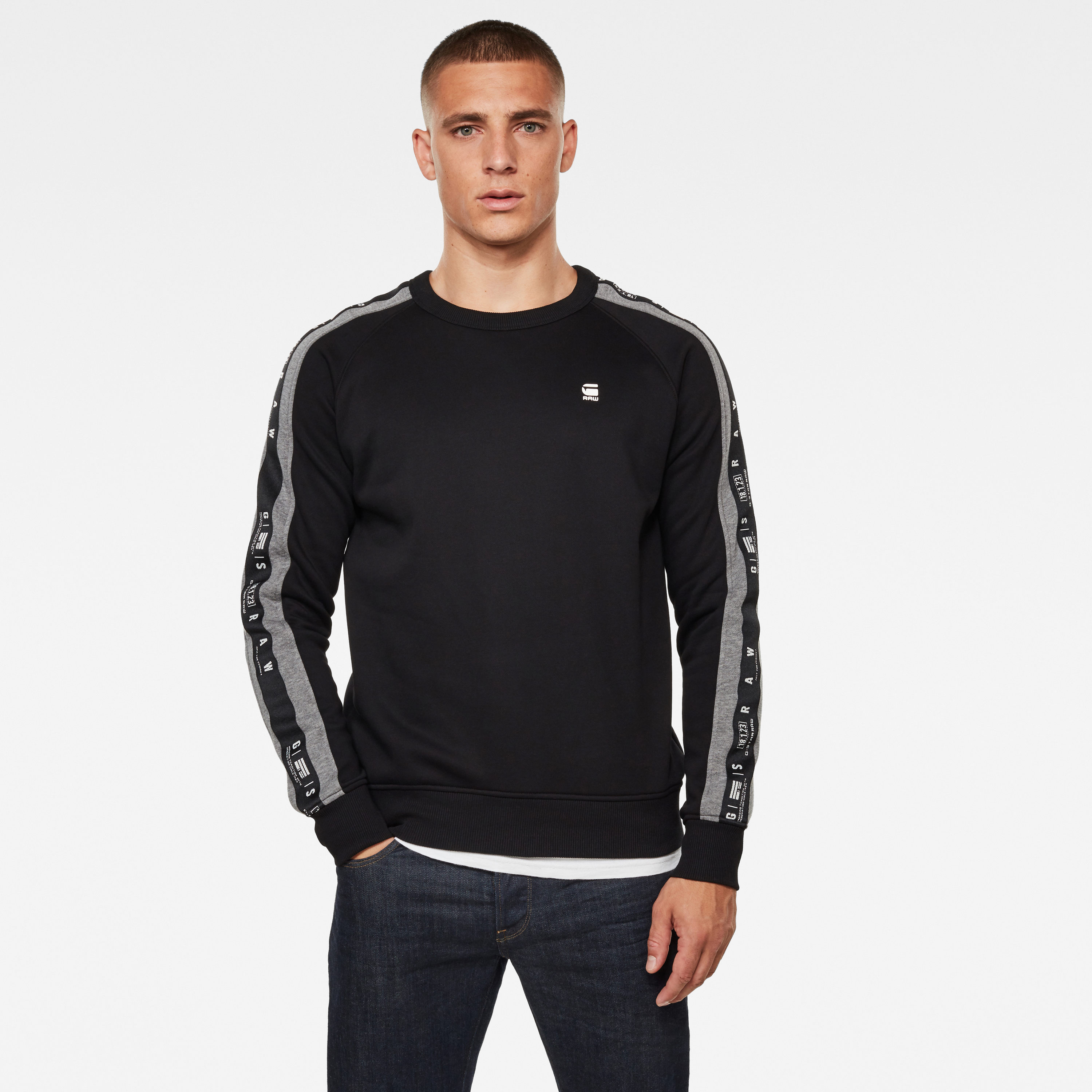 G-STAR Sweatshirt - Sport Heather Stripe r sw l\s black