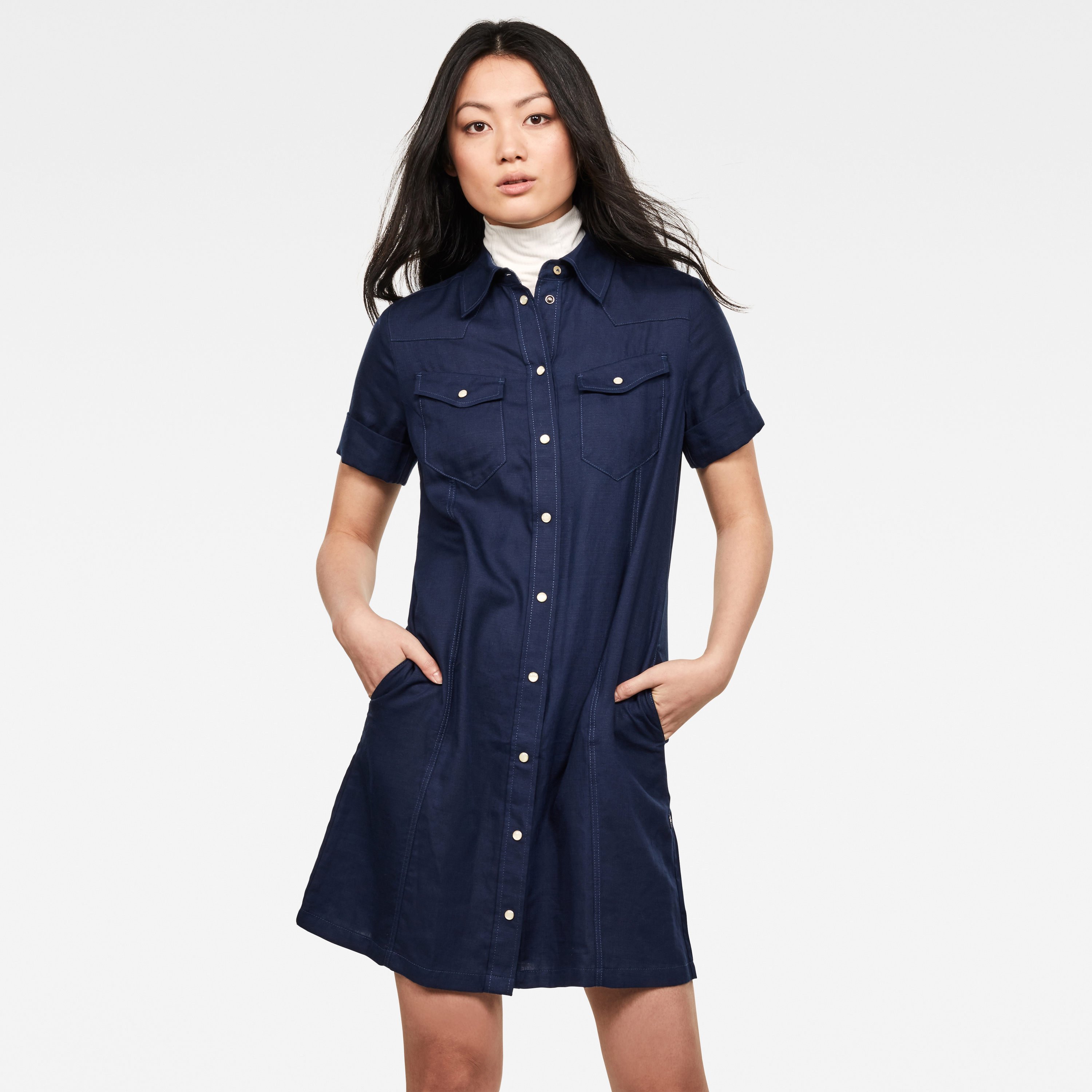 G-STAR Dress - Tacoma slim dress s\s dark blue