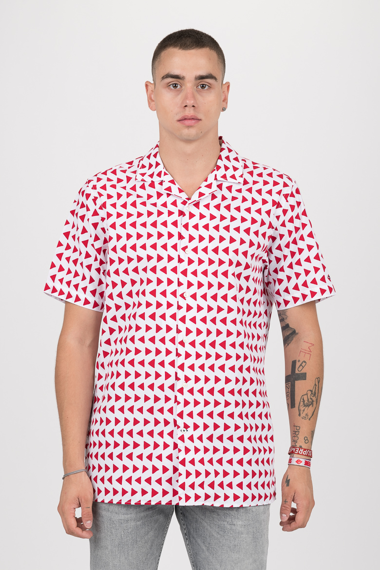 Shirt - TOMMY HILFIGER BOLD GEO PRINT SHIRT S/S White-red