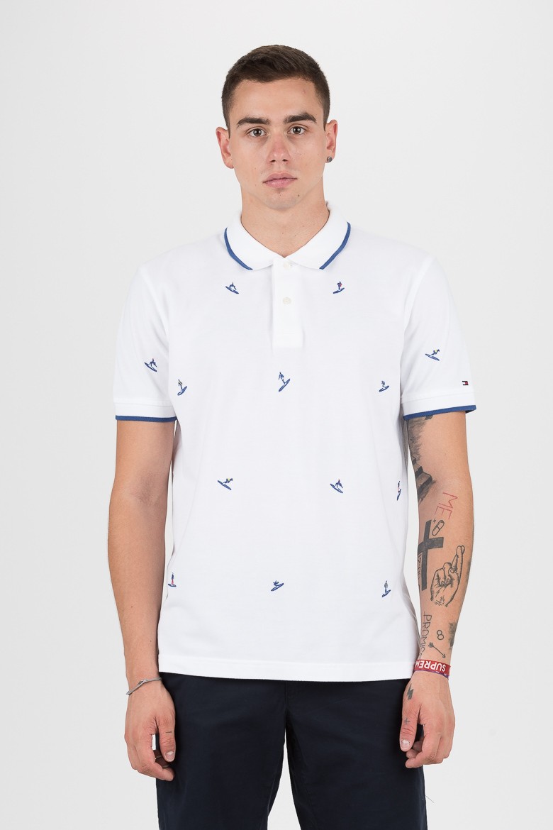 Tommy Hilfiger Polo shirt - ALL OVER EMBROIDERY REGULAR POLO white