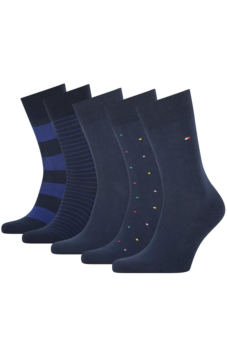 Tommy Hilfiger Socks - TH MEN SOCK 5P TIN GIFTBOX STRIPE AND DOT blue