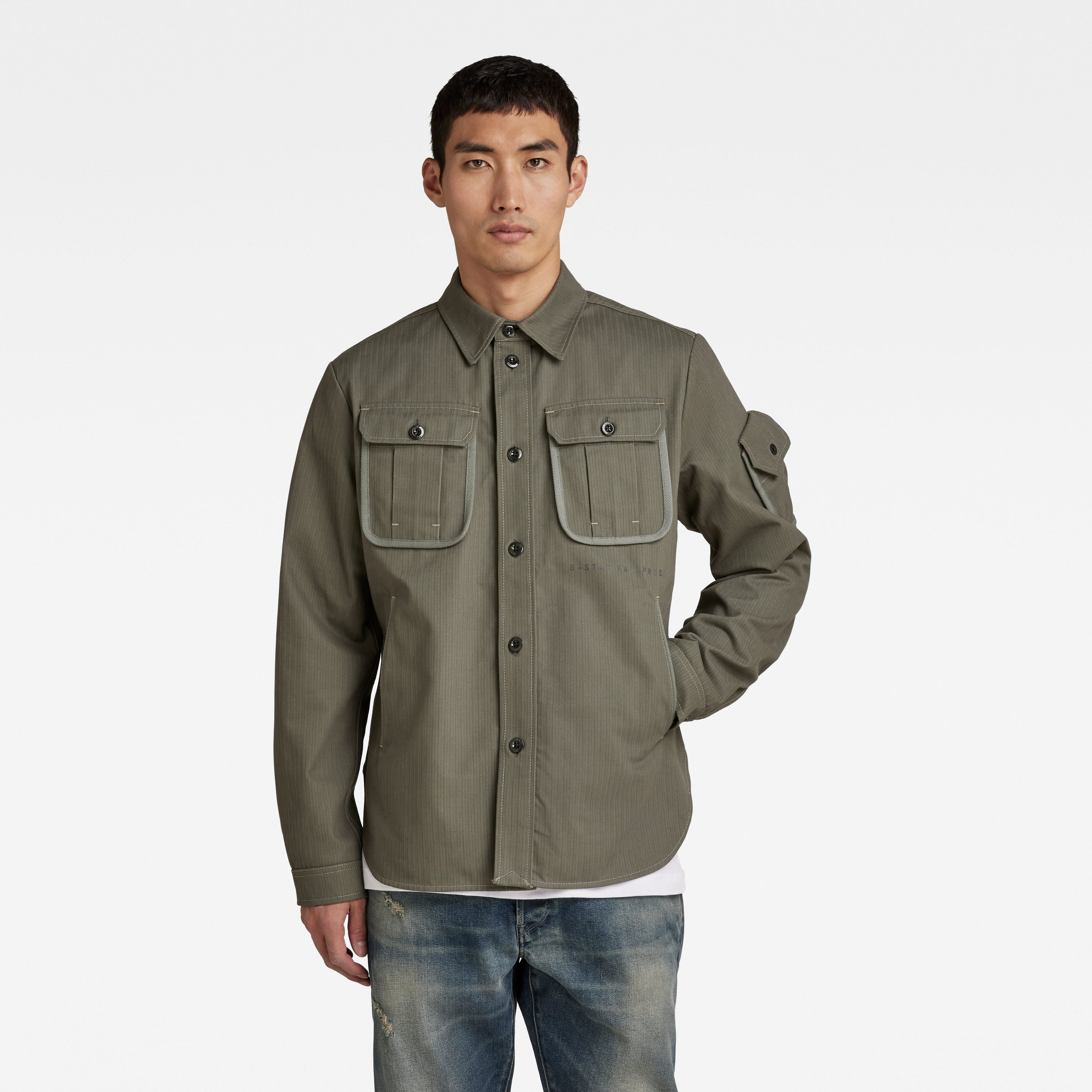 G-STAR Jacket - Stand Collar Overshirt Green