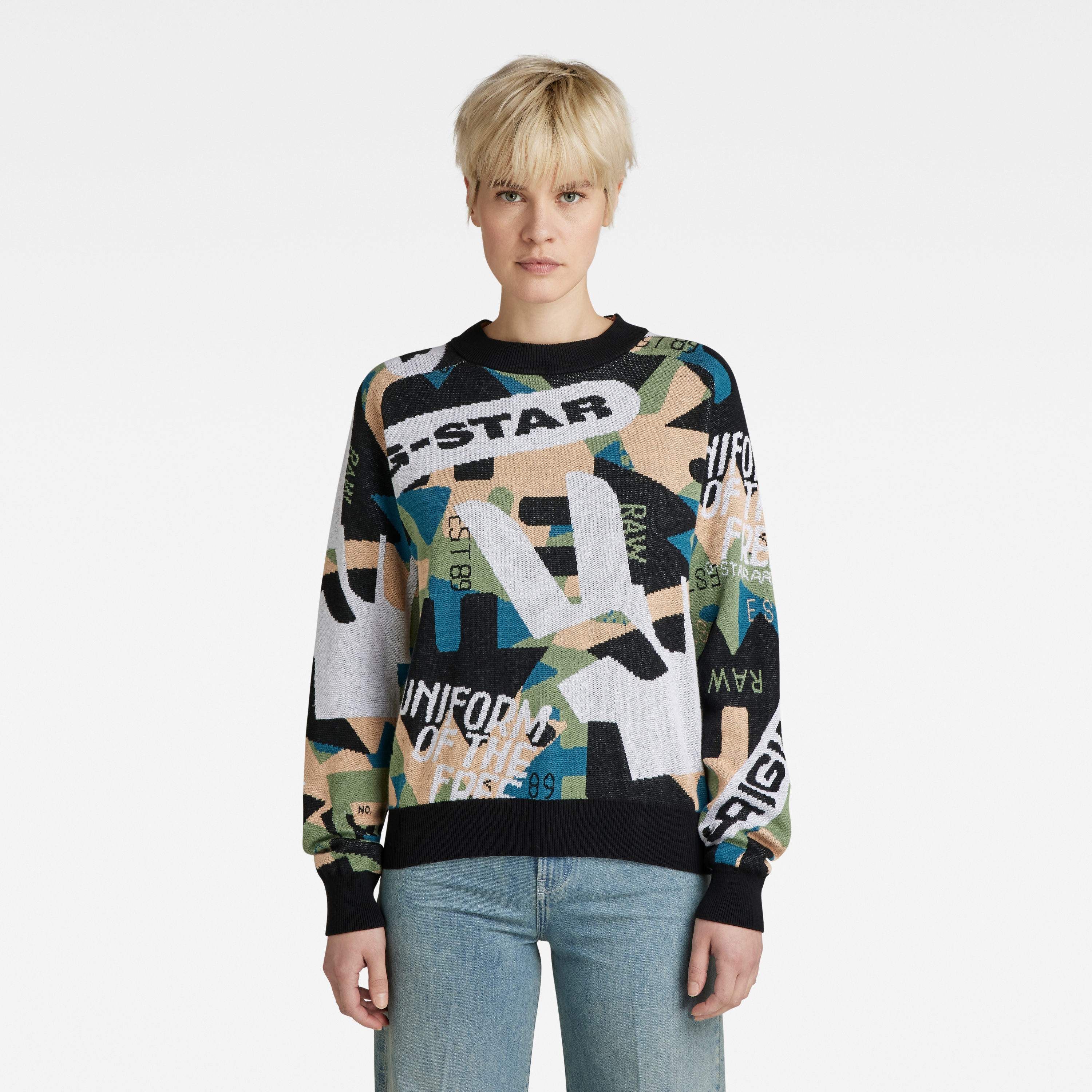 G-STAR Sweater - Jacquard raglan knit multicolor