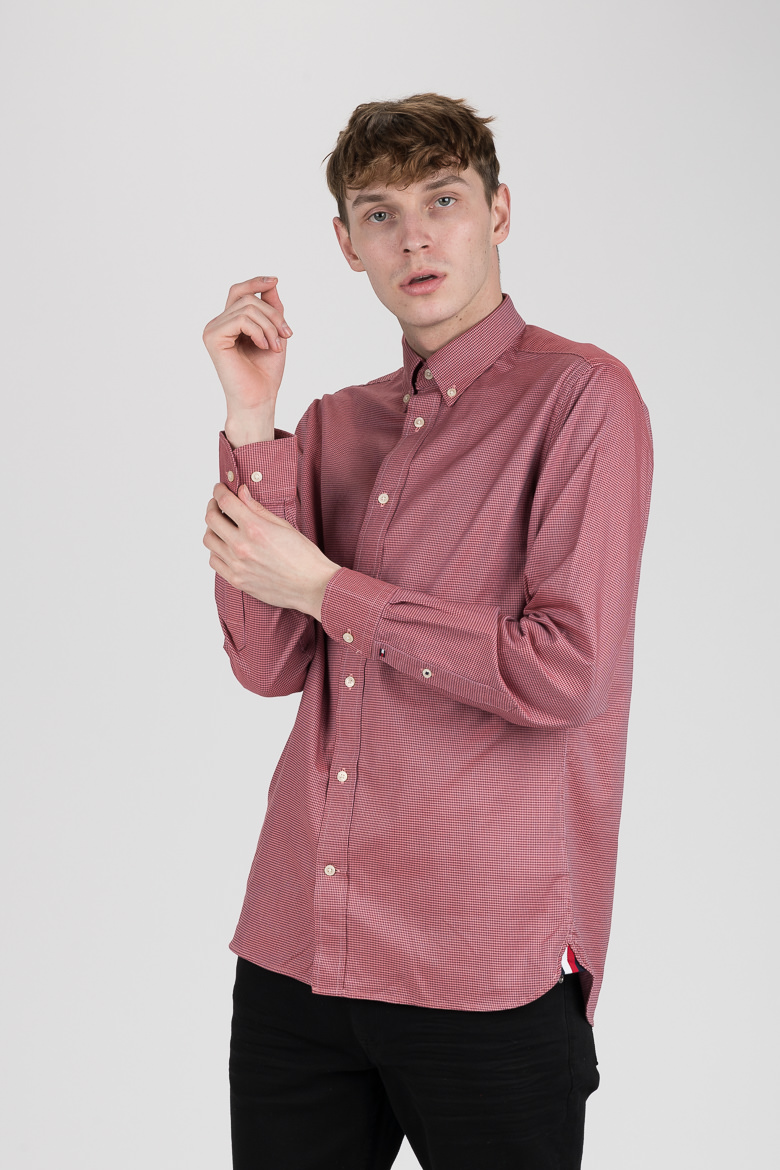 Tommy Hilfiger Shirt - FLEX JEWEL HOUNDSTOOTH SHIRT burgundy-pink