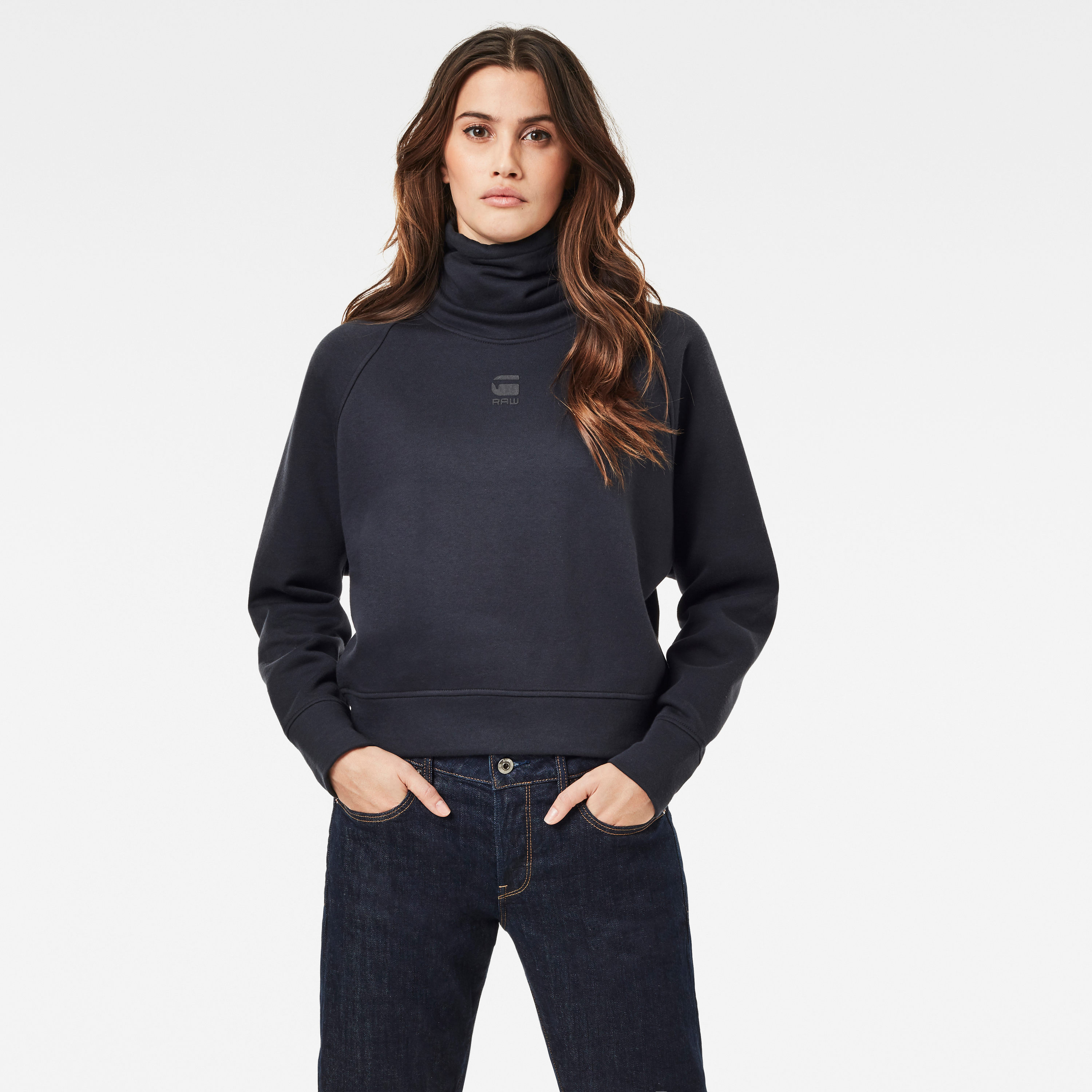 G-STAR Sweatshirt - High Turtle Neck Loose Wmn Dark Blue