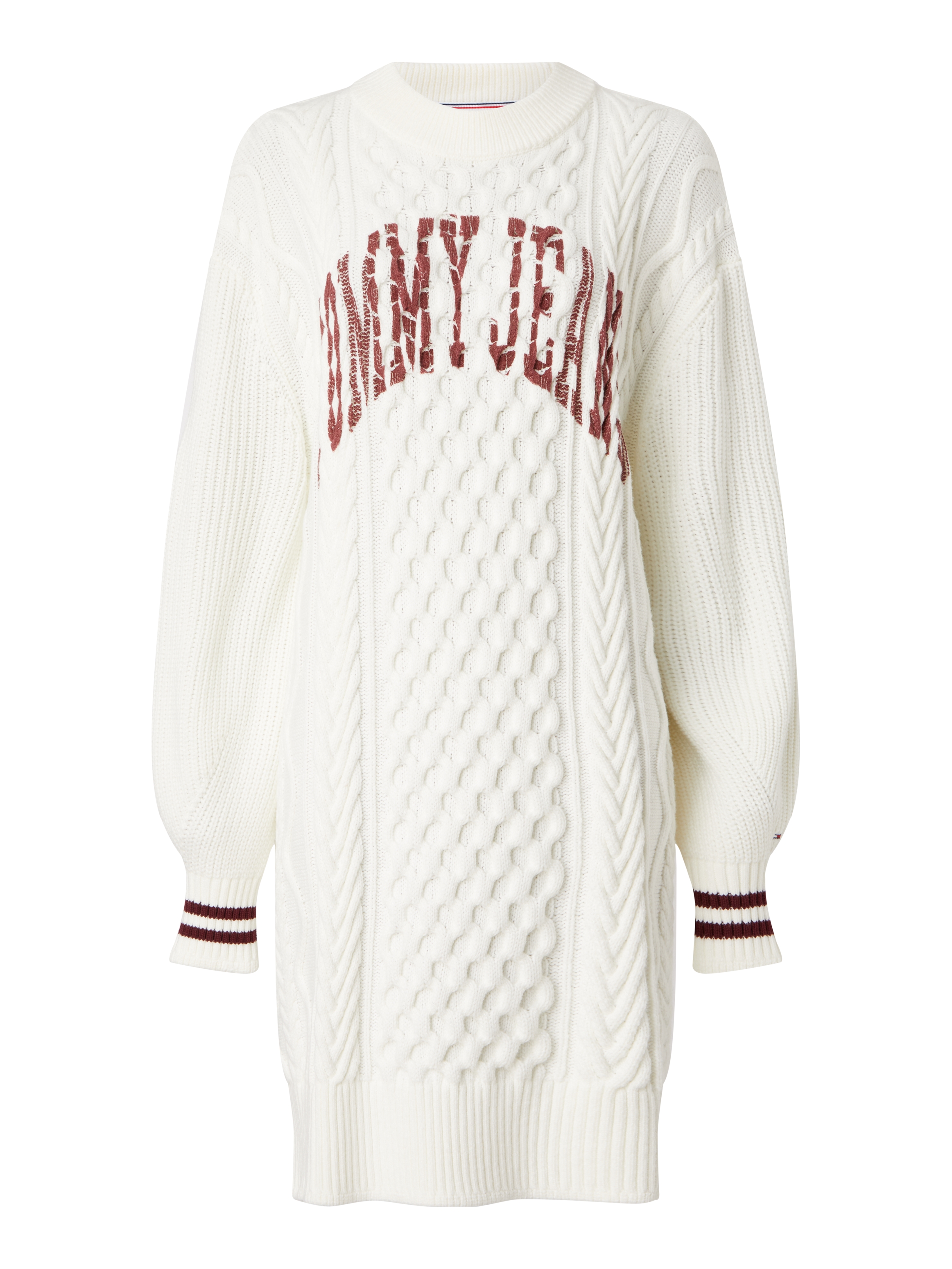 Tommy Jeans Dress - TJW COLLEGE CABLE SW white