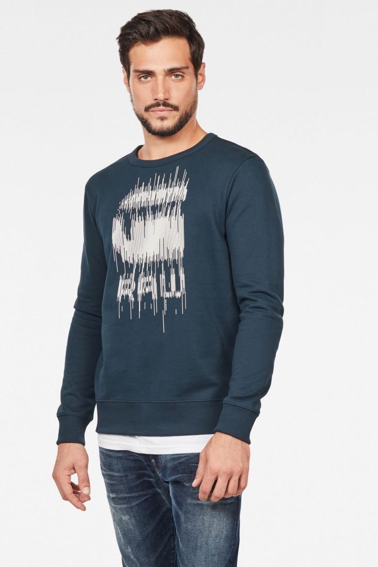 G-STAR Sweatshirt - Graphic 8 R Sw Ls Steel-blue