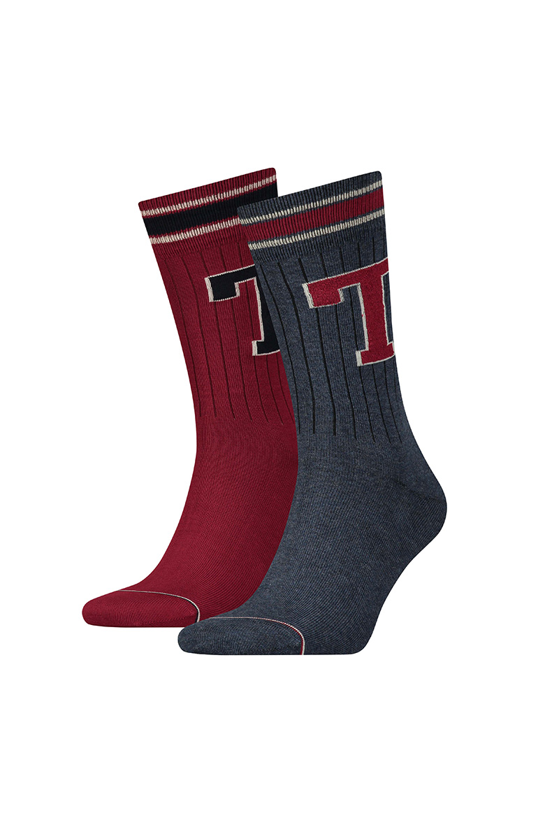 Socks - Tommy Hilfiger Patch Sock 2 pack grey and burgundy