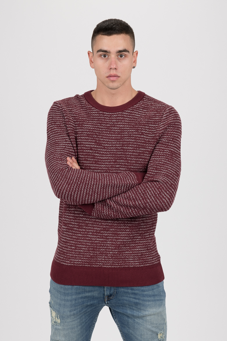 Tommy Hilfiger Sweater - HONEYCOMB SLUB SWEATER Burgundy