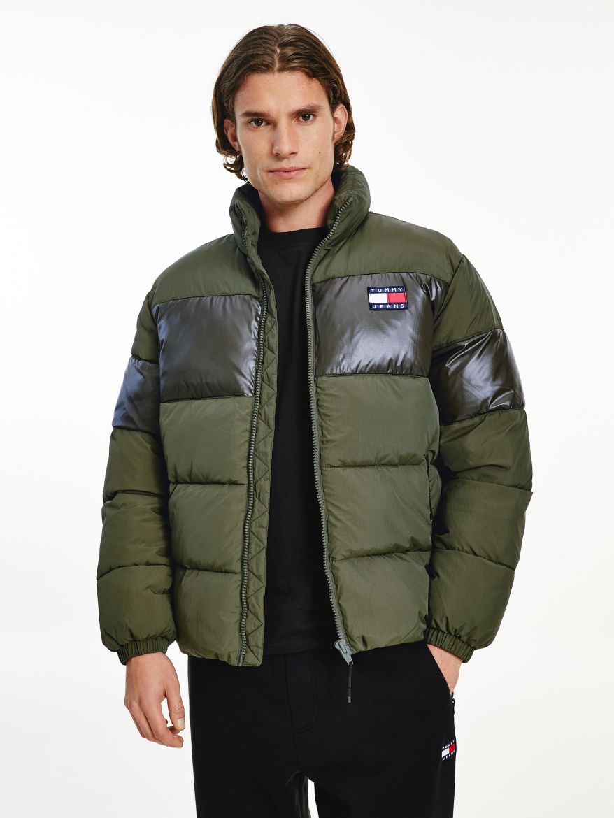 Tommy Jeans Jacket - TJM TONAL COLORBLOCK PUFFER green