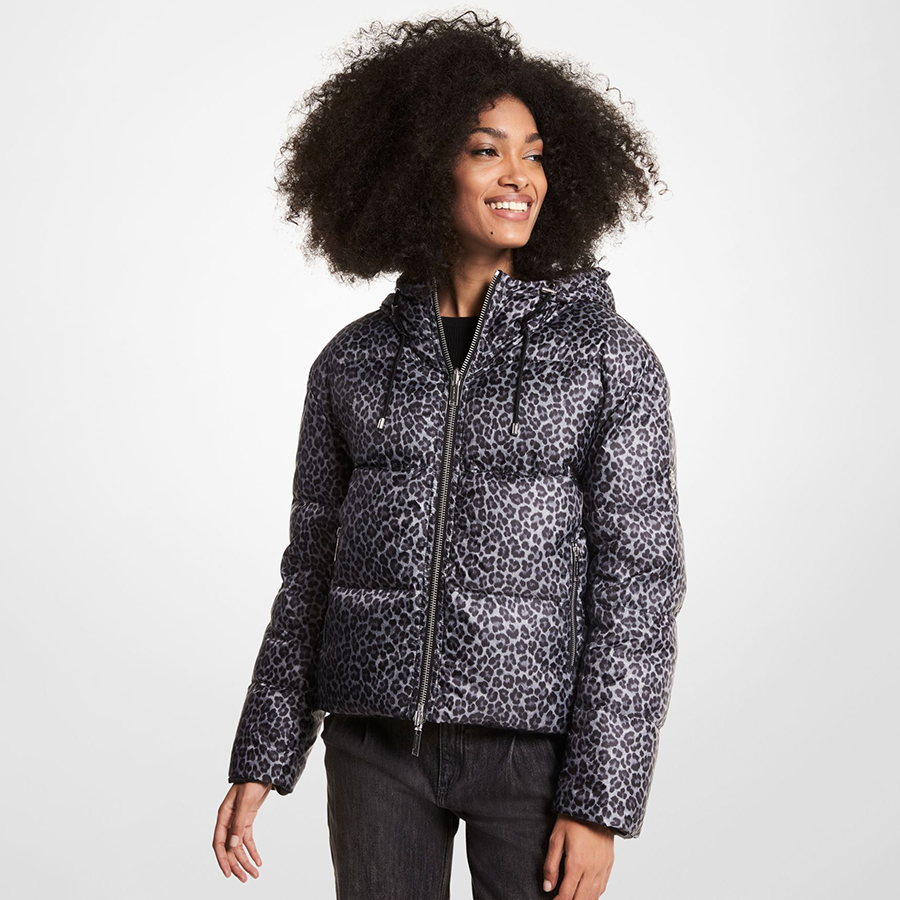 Michael Kors Jacket - ECO CHEETAH RVSBL PUFF blue