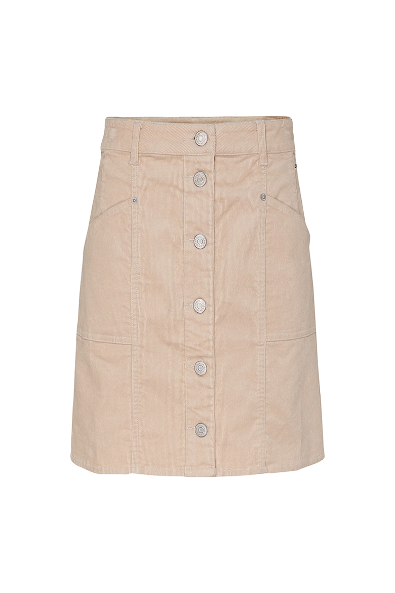 Tommy Jeans Skirt - TJW CORD BUTTON THRU MINI SKIRT Beige