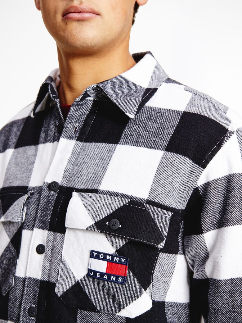 Tommy Jeans Shirt - TJM SHERPA FLANNEL OVERSHIRT white