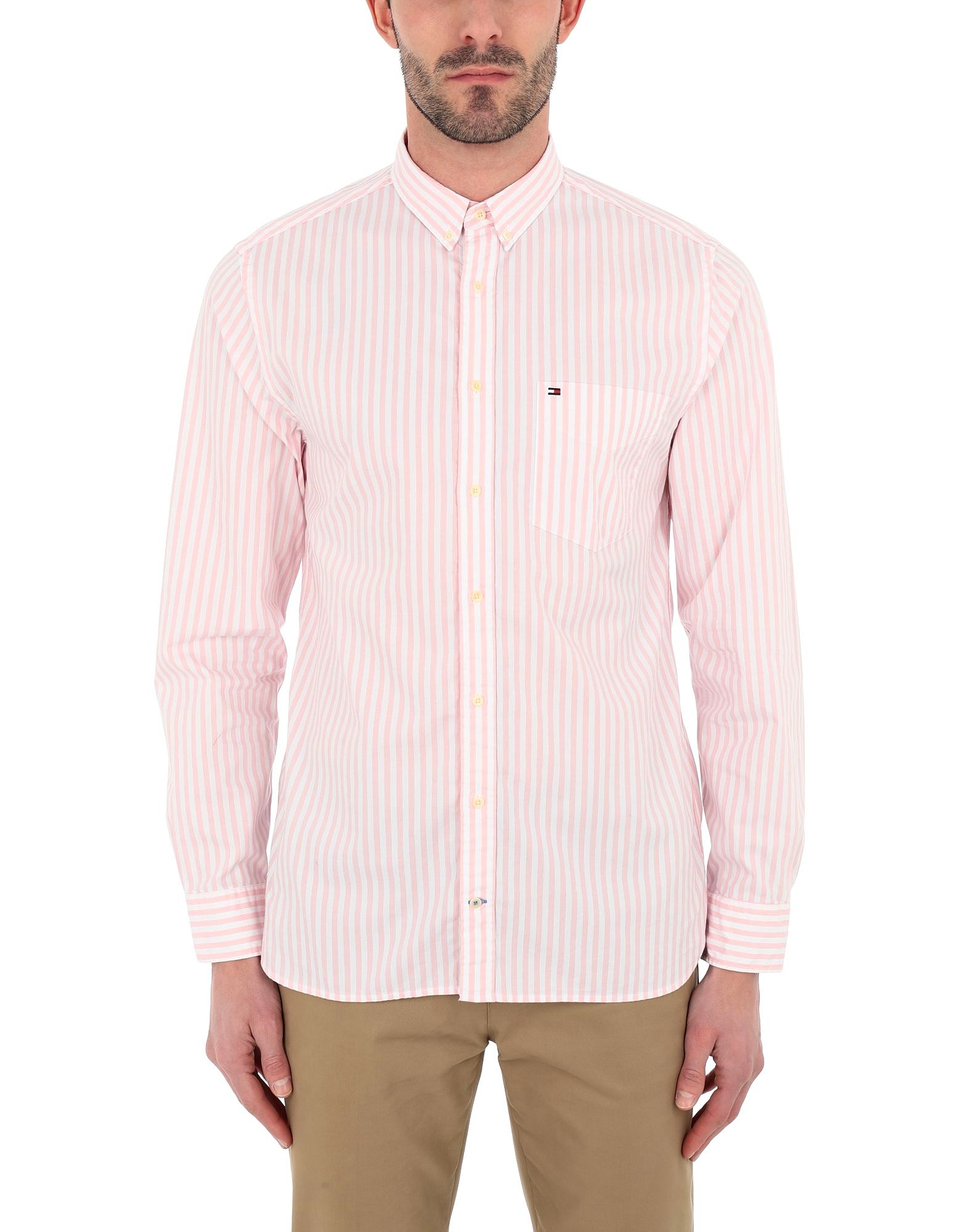 Tommy Hilfiger Shirt - ORGANIC OXFORD STRIPE SHIRT pink-white