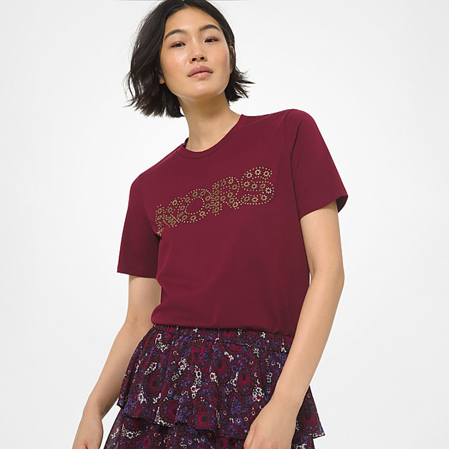 Michael Kors T-shirt - KORS STUDDED TEE burgundy