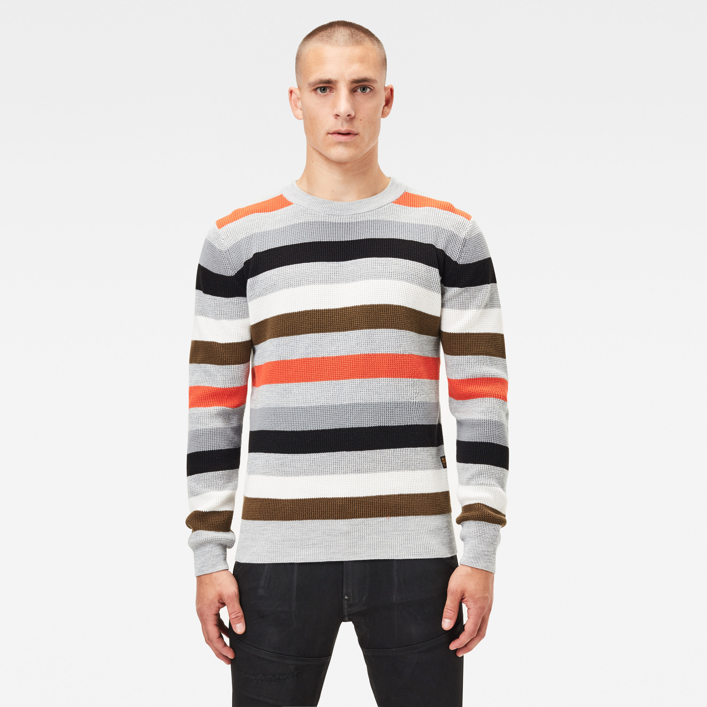 G-STAR Sweater - Multi stripe r knit l\s grey