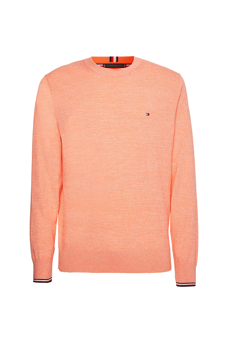 Tommy Hilfiger Sweater - TIPPED PIMA CTN MOULINE C-NK orange