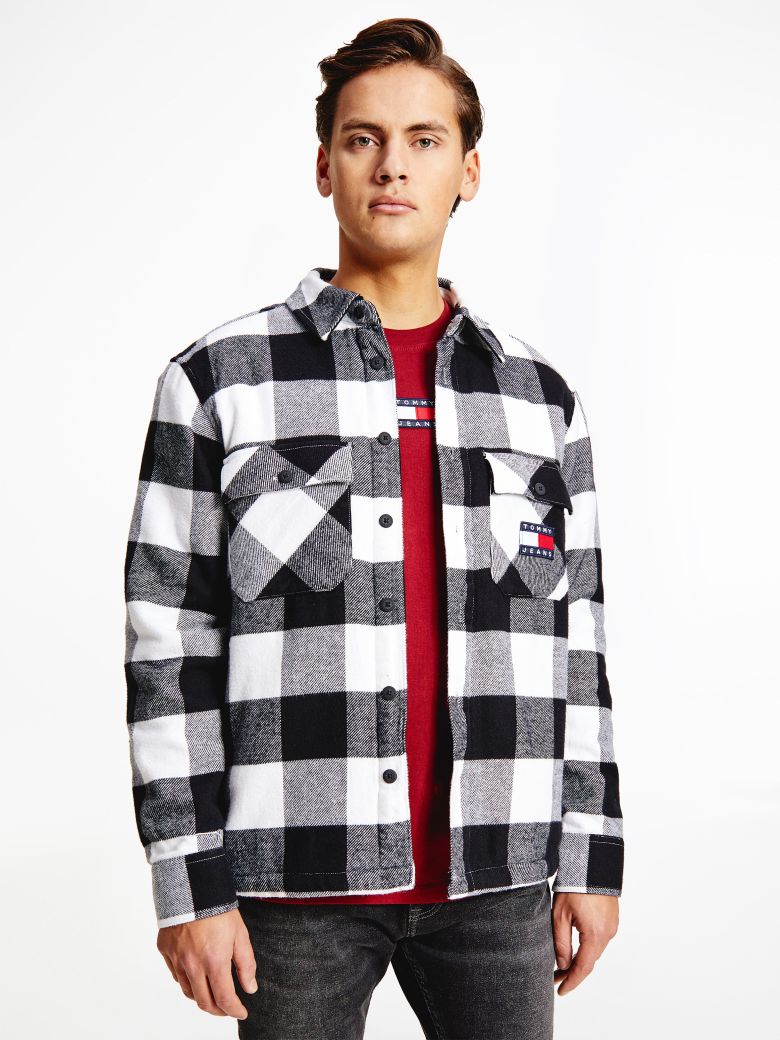 Tommy Jeans Shirt - TJM SHERPA FLANNEL OVERSHIRT white