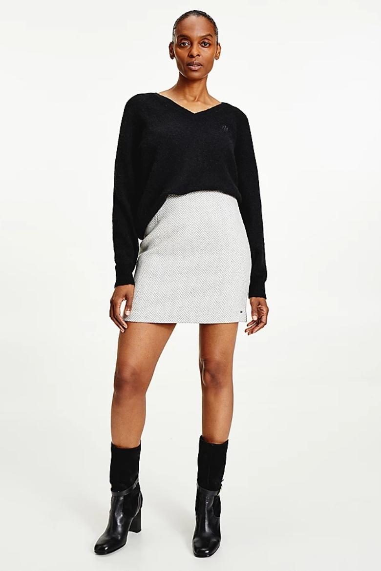 Tommy Hilfiger Skirt - WOOL BLEND HERRINGB SHORT SKIRT grey