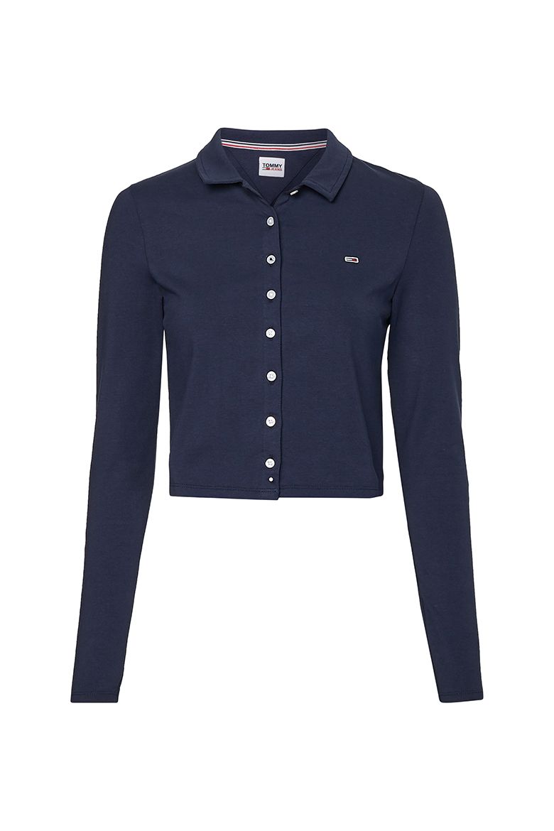 Tommy Jeans Polo Shirt - TJW BUTTON THROUGH POLO LS Blue