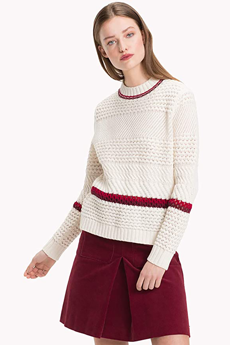 Tommy Hilfiger Sweater - WYNONA MOCK-NK SWTR White