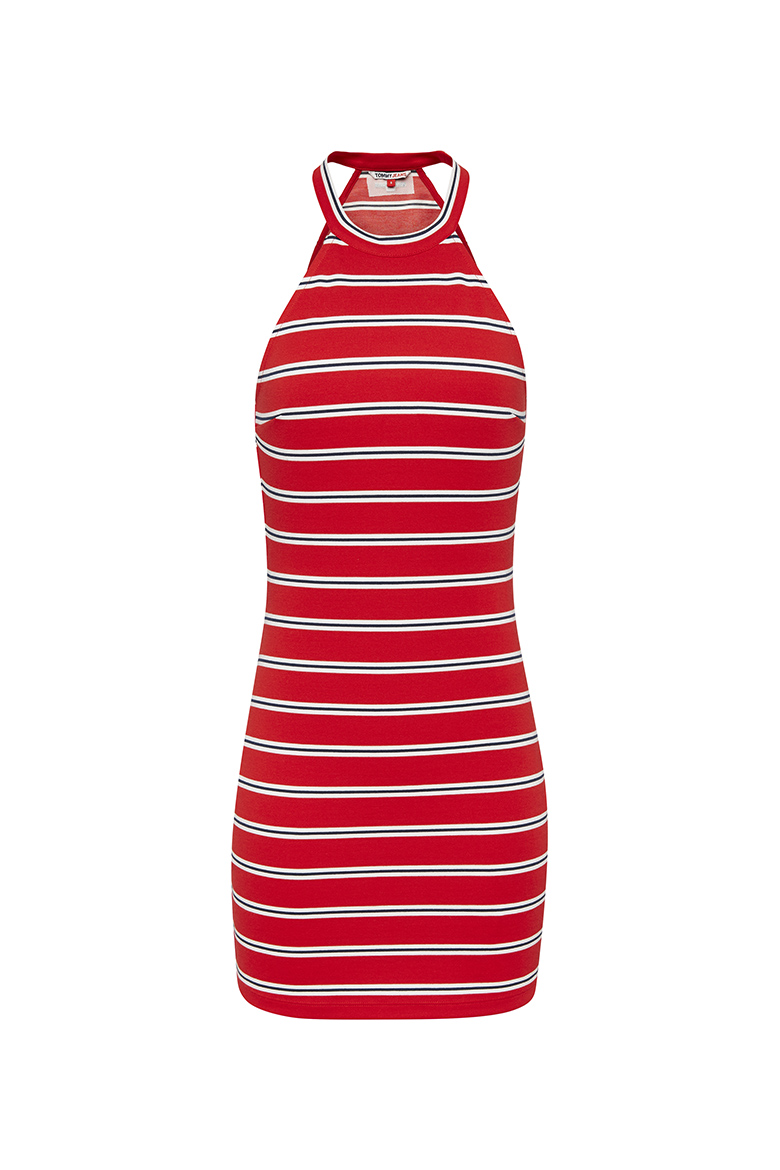 Tommy Jeans Dress - TJW STRIPED RACER BODYCON DRESS red