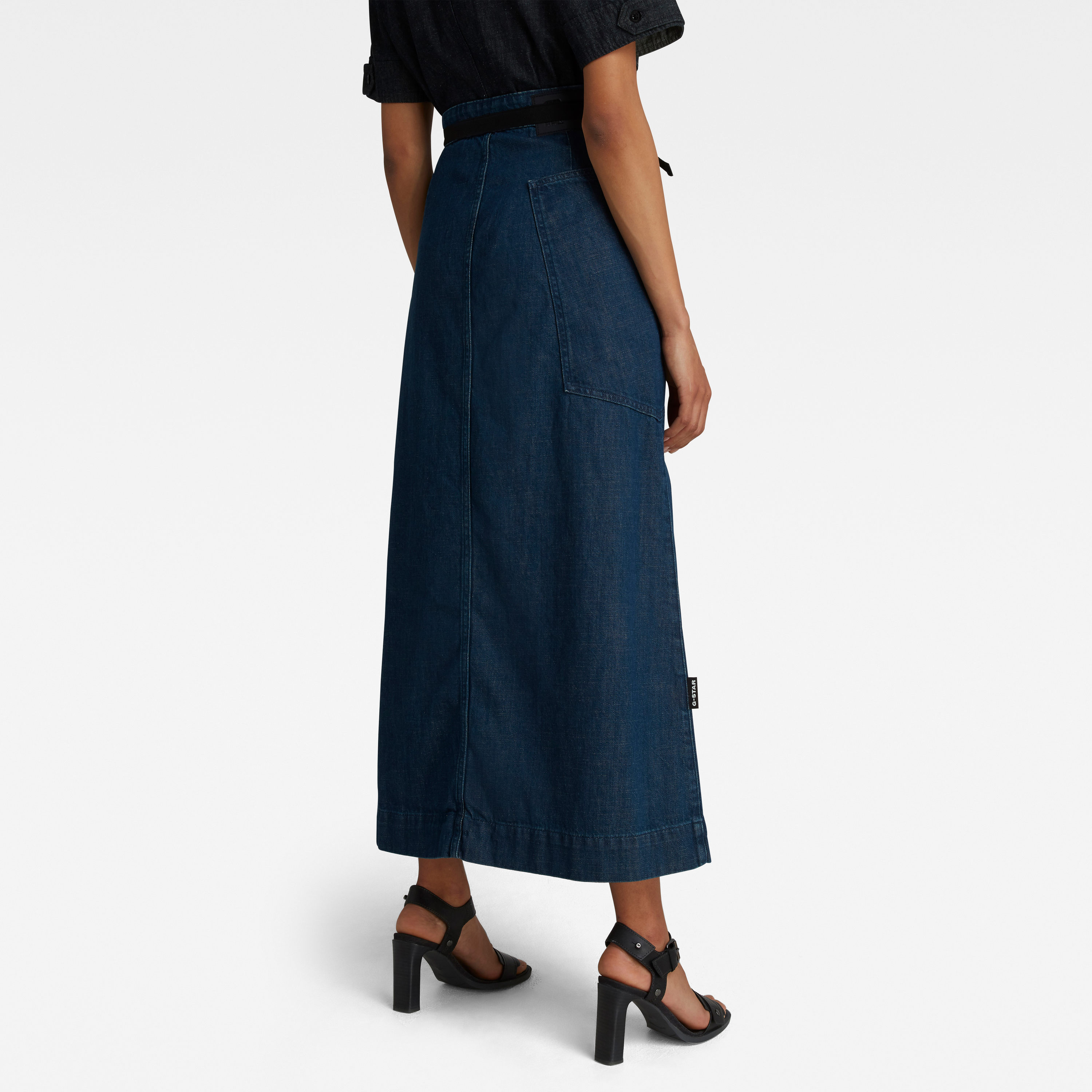 G-STAR Skirt - A-line Maxi Wrap Skirt Dark Blue