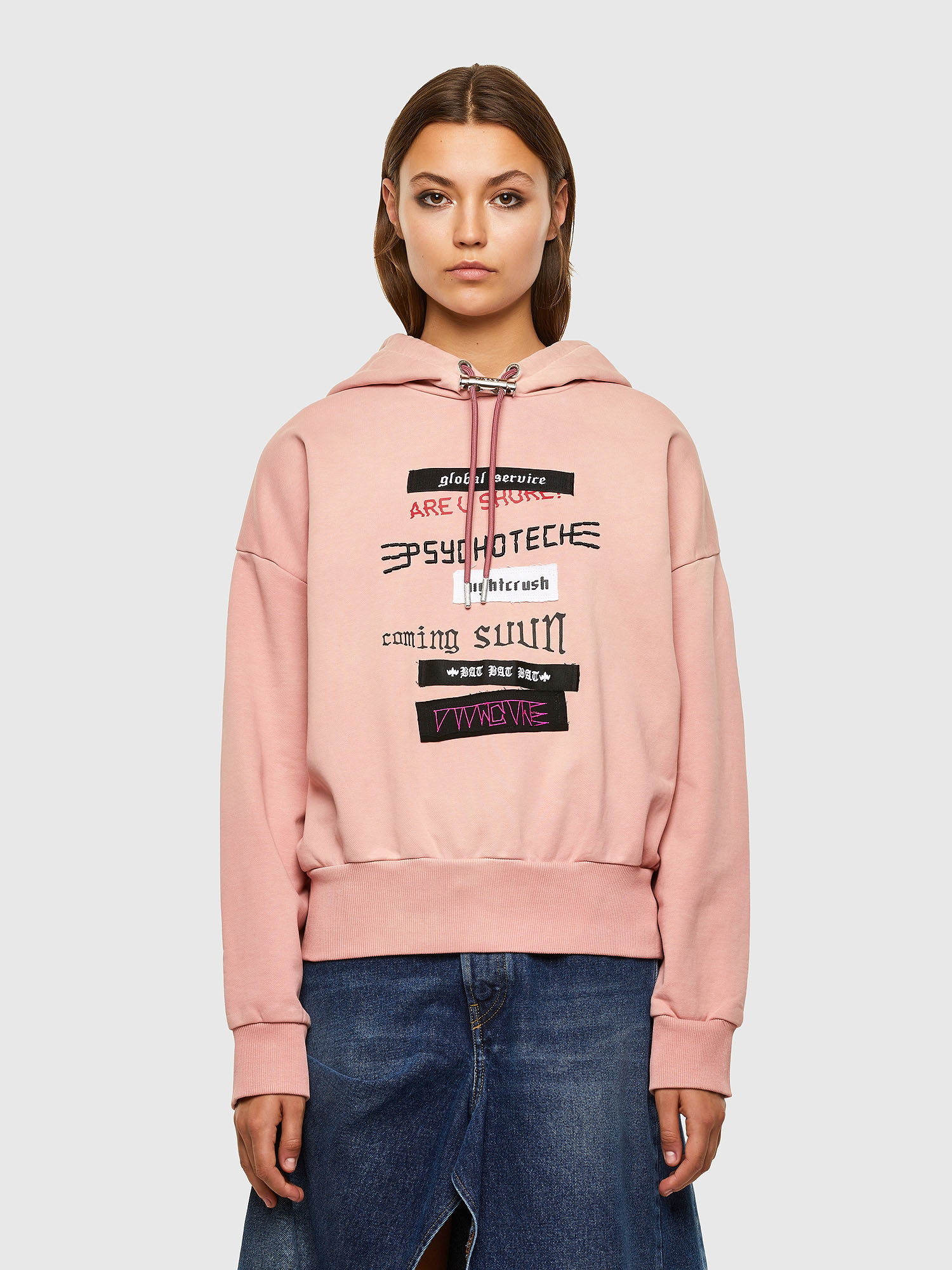 Diesel Sweatshirt - FMAGDALENAV1 pink with inscriptions