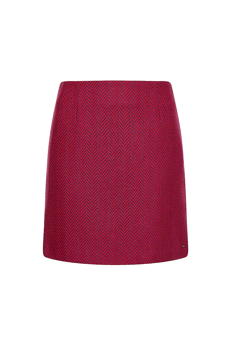 Tommy Hilfiger Skirt - WOOL BLEND HERRINGB SHORT SKIRT Burgundy