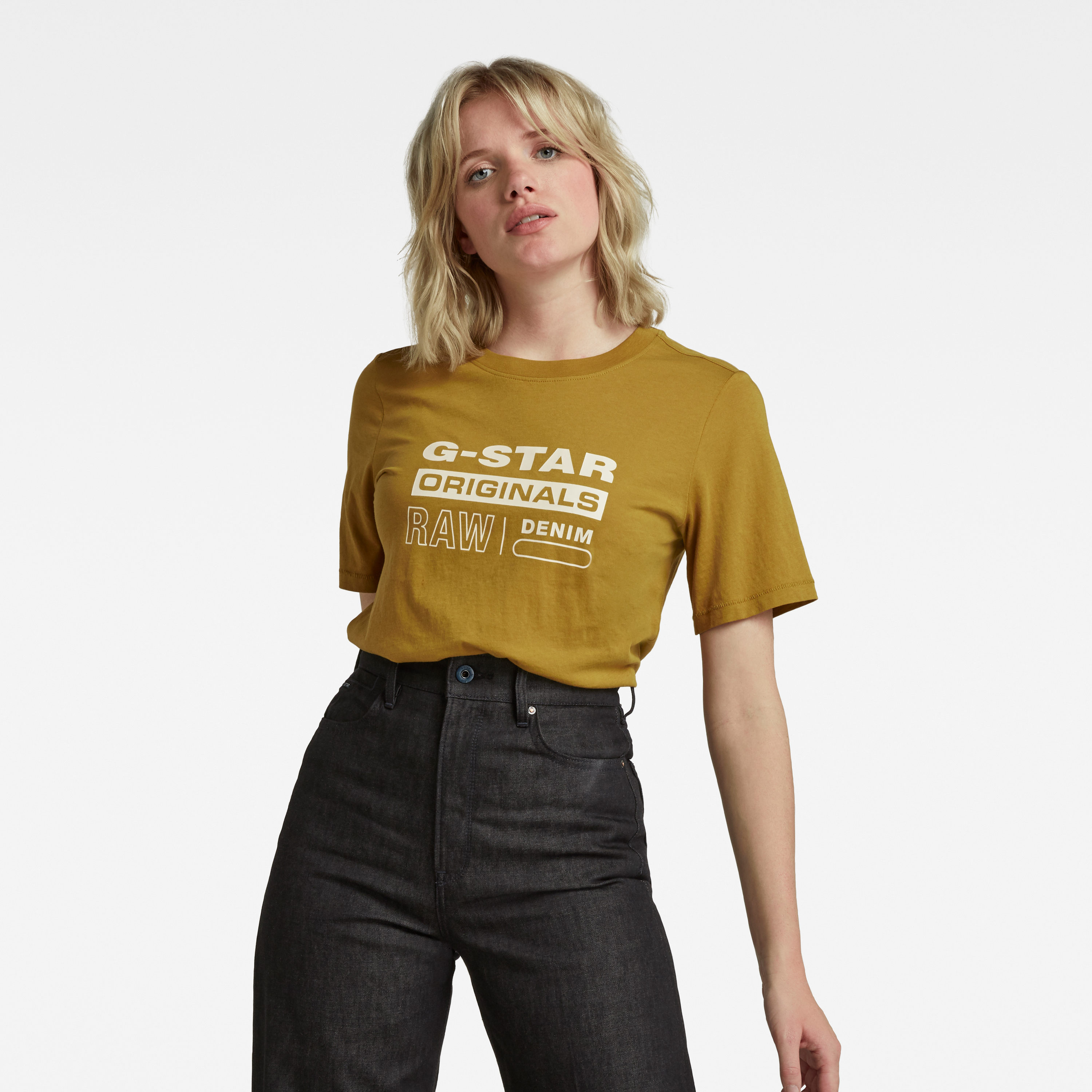 G-STAR T-shirt - Originals label regular fit tee yellow