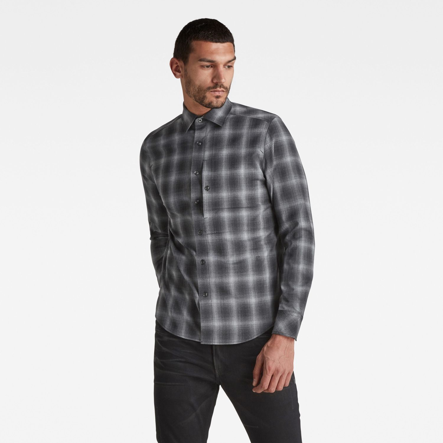 G-STAR Shirt - Fine Stretch Wool Check R Grey