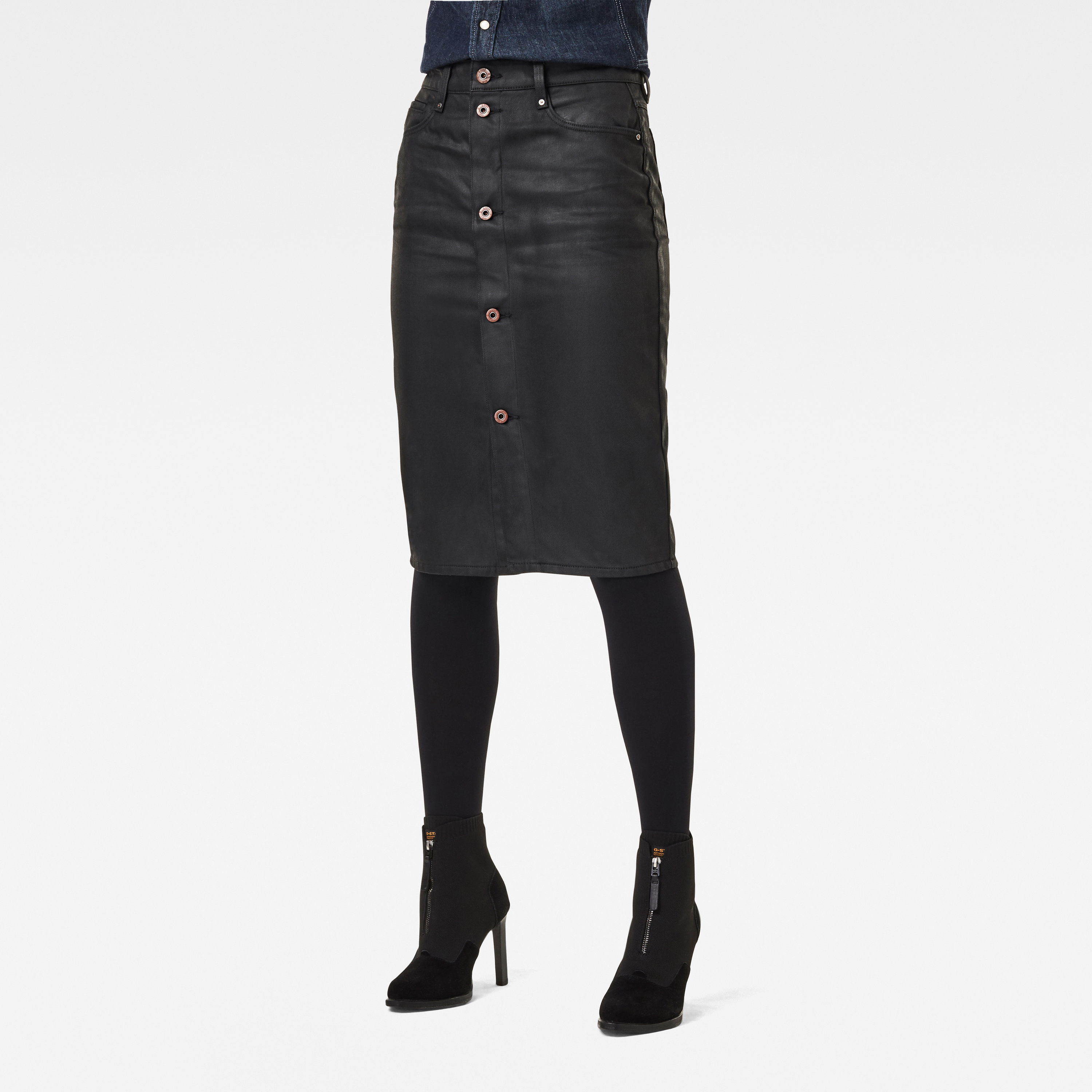 G-STAR Skirt - Noxer Navy Pencil Button Skirt Black