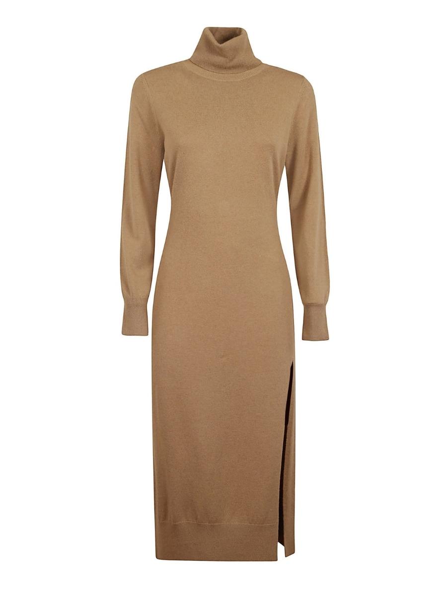 Michael Kors Dress - TURTLE NK SLIT MIDI DRS beige