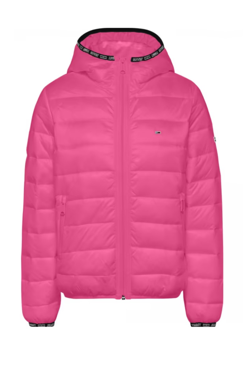Tommy Jeans Jacket - TJW QUILTED TAPE HOODED JACKET pink