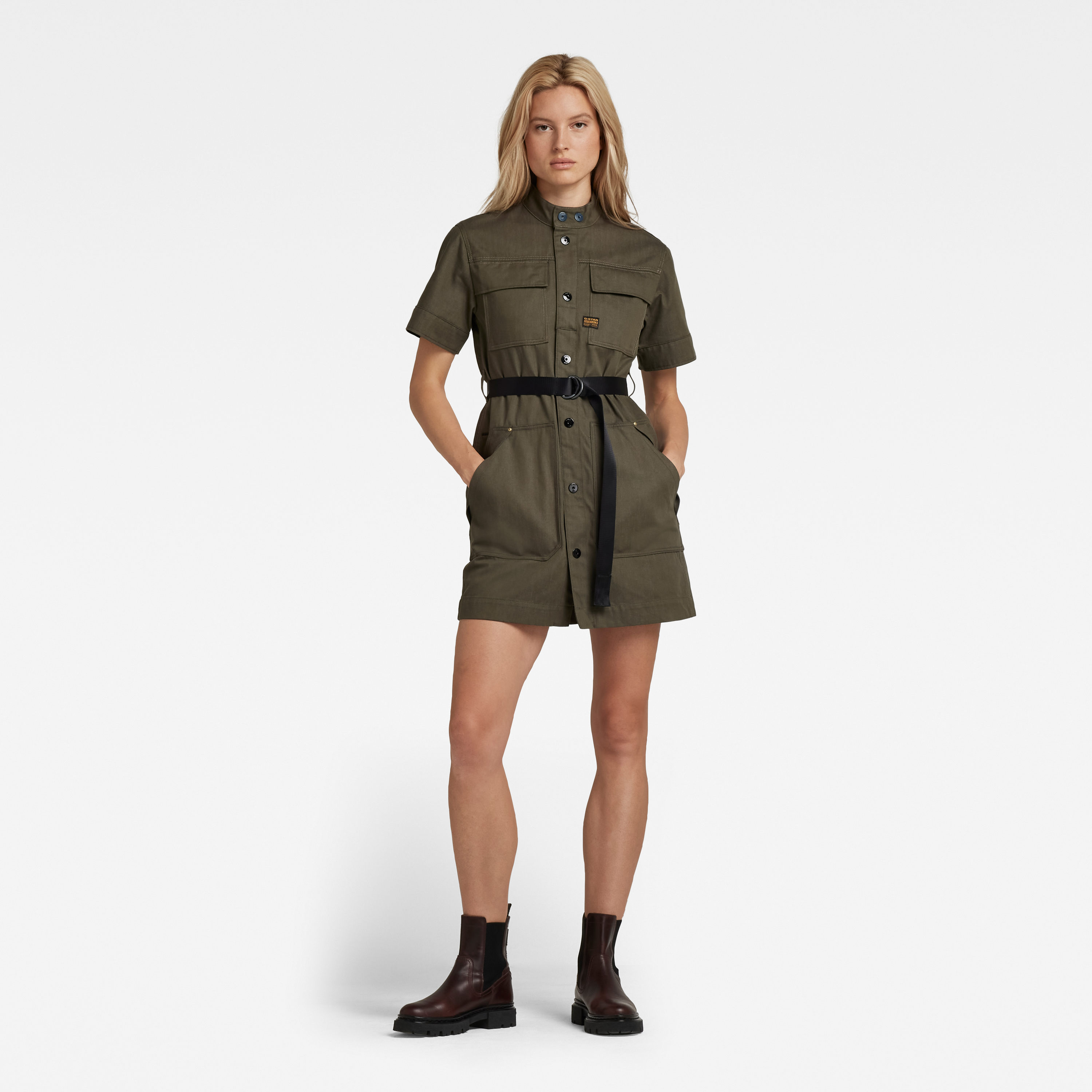 G-STAR Dress - Shirt Dress Short Sleeve Green