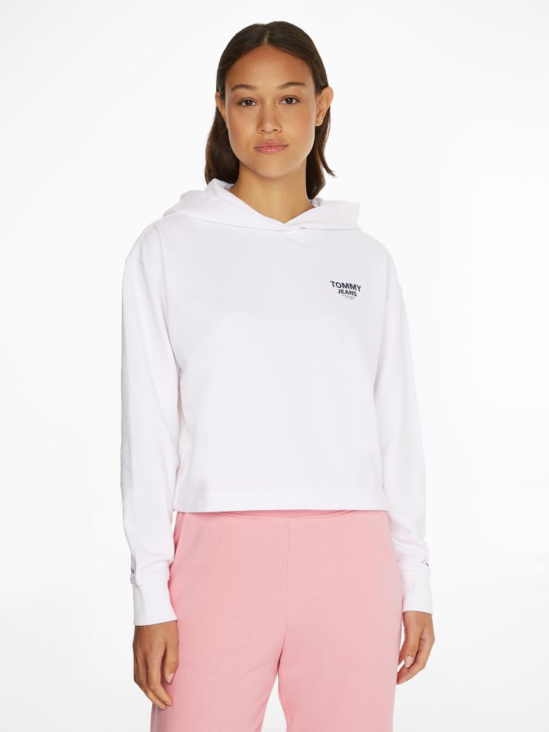 Tommy Jeans Sweatshirt - TJW BXY CROP TAPING HOODIE white