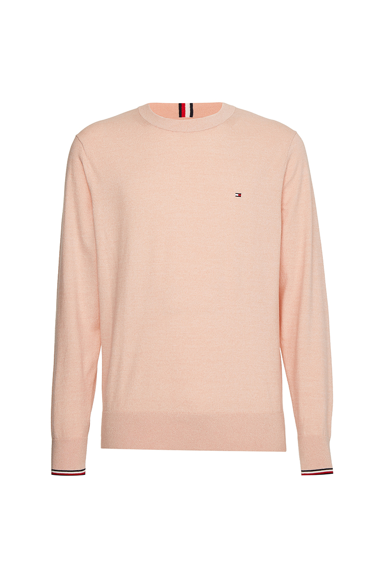 Tommy Hilfiger Sweater - TIPPED PIMA CTN MOULINE C-NK pink