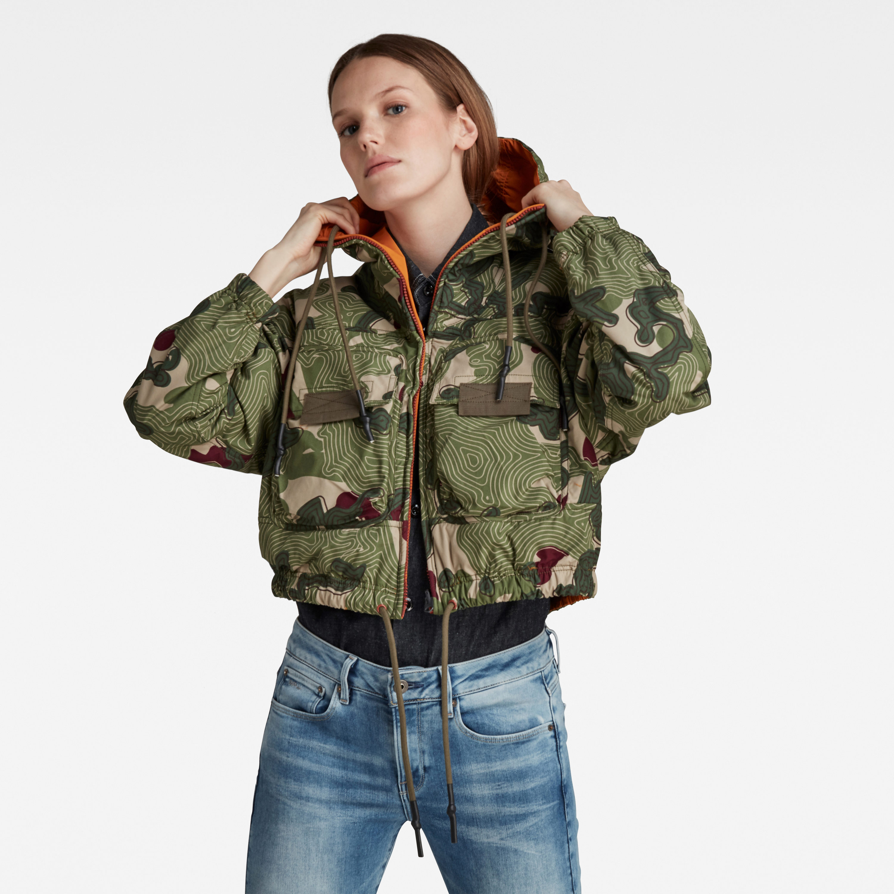 G-STAR Jacket - Reversible Printed Hooded Jacket Green