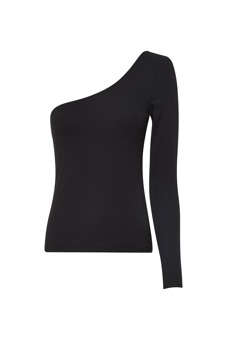 Tommy Jeans Top - TJW TINY TOMMY 1 ASYMMETRIC RIB Black