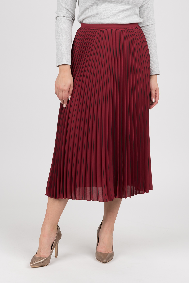 Tommy Hilfiger Skirt - TH ESSENTIAL MIDI SKIRT red-brown